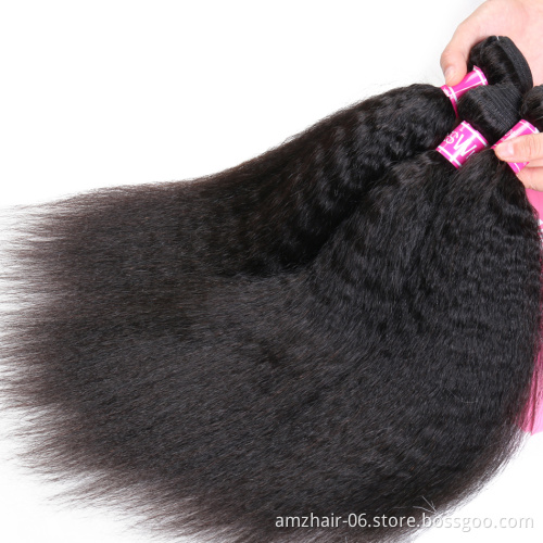 Wholesale 10A Mink Brazilian Kinky Straight Virgin Cuticle Aligned Human Hair Weave Bundle Yaki Human Hair Products Extensions